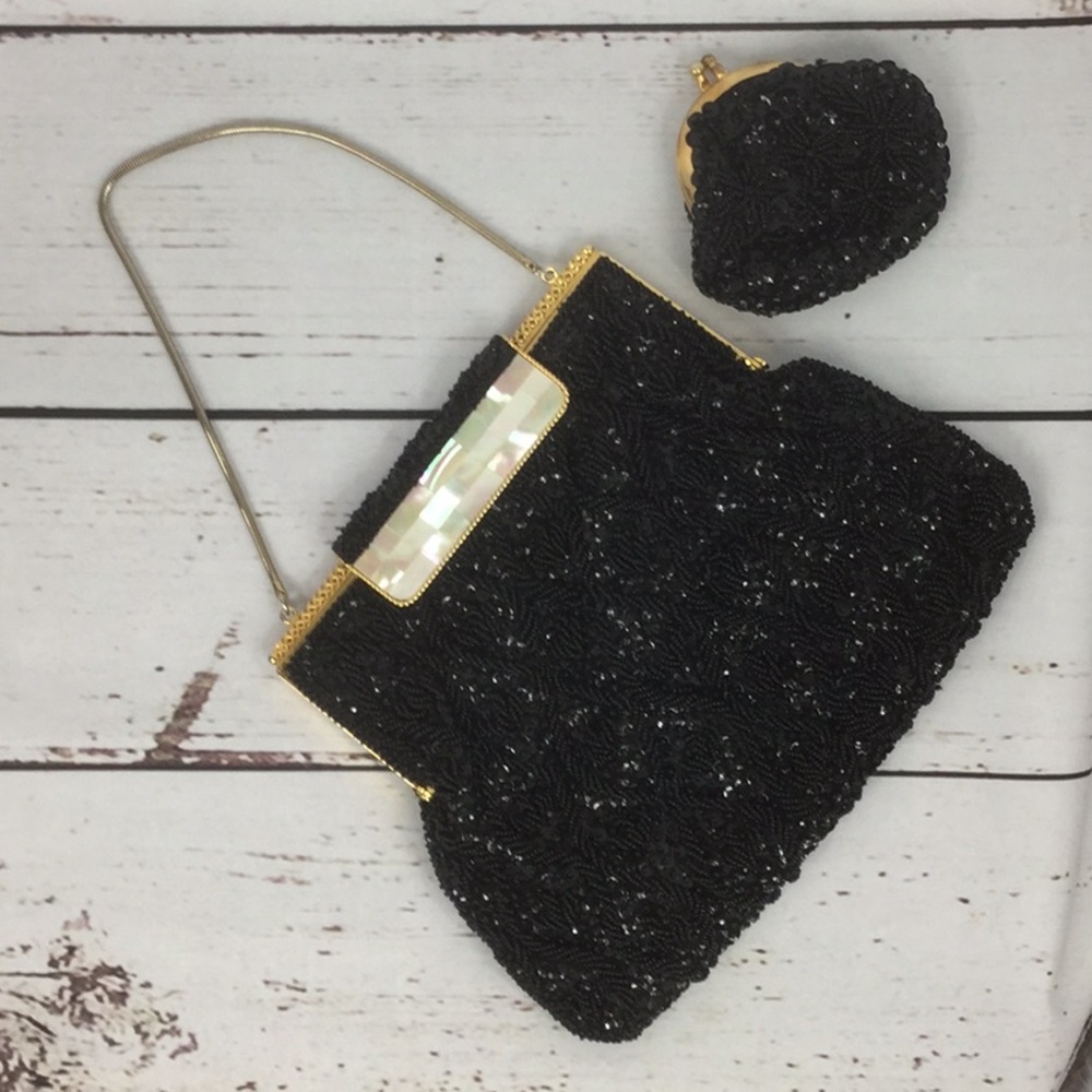 Vintage Vivant by Sarne Black Beaded Evening Bag